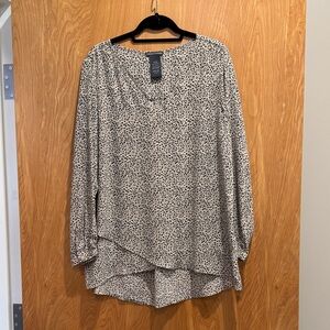 Chelsea & Theodore Animal Print Blouse - Black and Cream